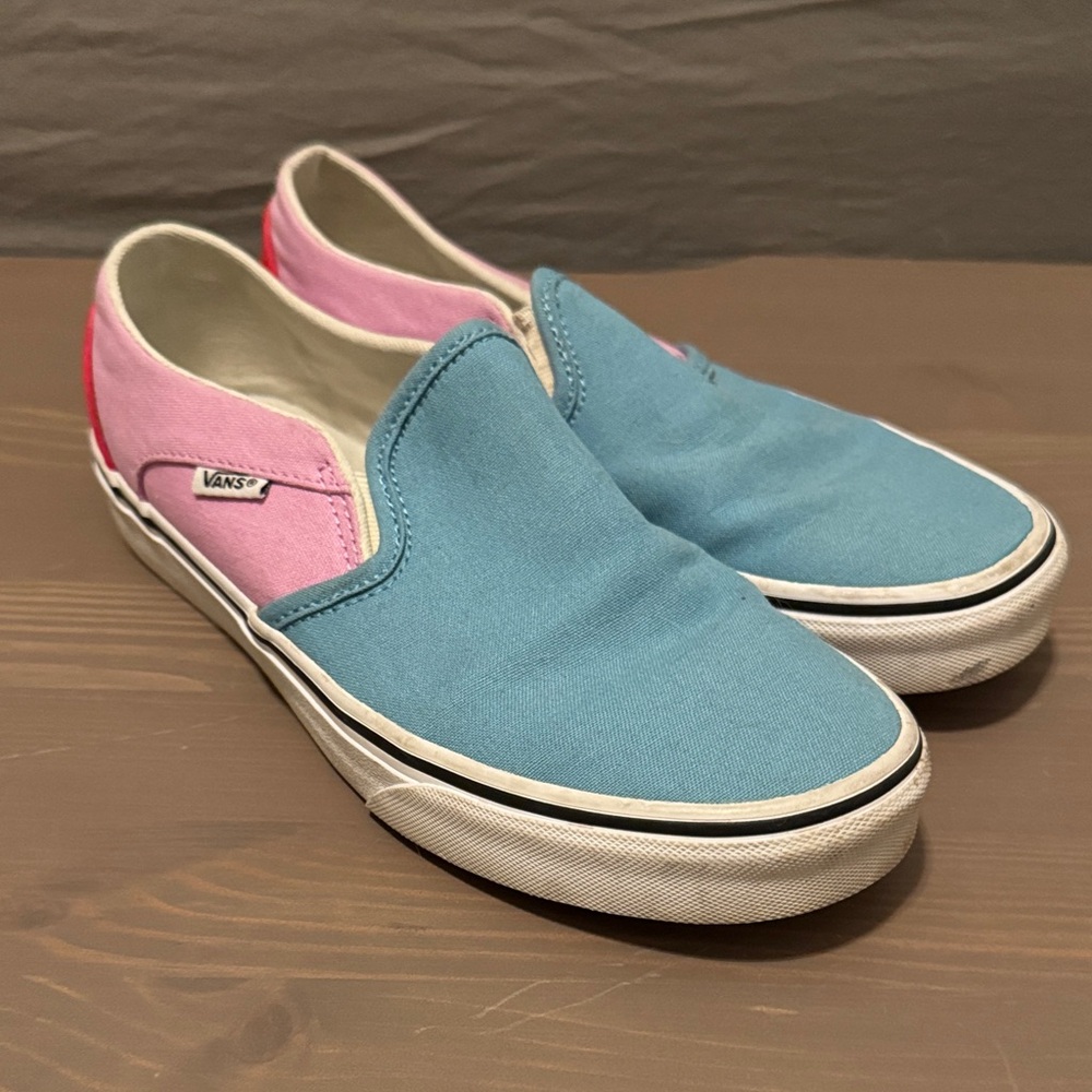 Vans Two-Tone Pink and Blue Slip-Ons